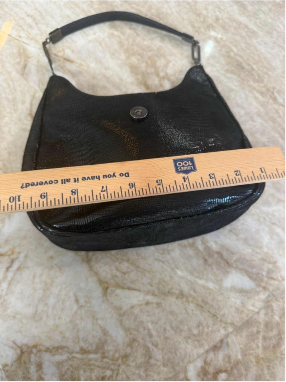 Stuart Weitzman Black Lizard Embossed Shoulder, 90s with no damage noted. Cute - Picture 12 of 13